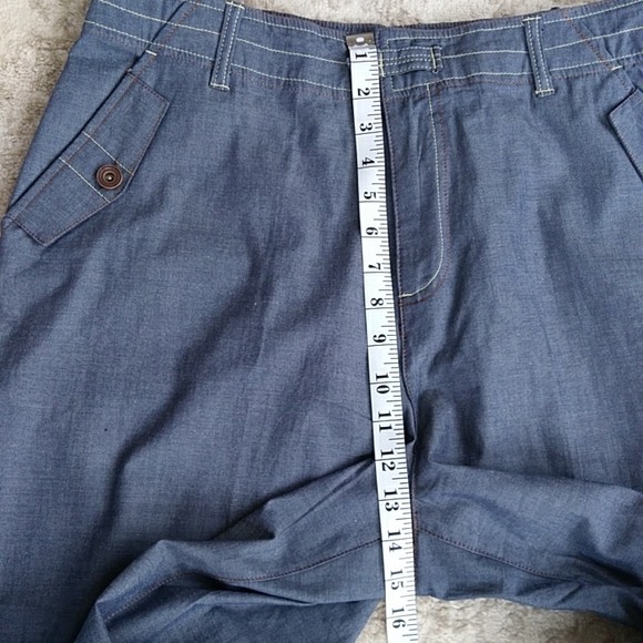 Denim & Co. Two Piece Pantsuit /Top & High-Waisted Cropped Ankle Pants L Blue - Picture 12 of 16